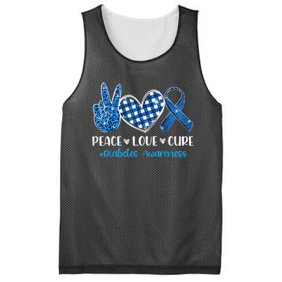 Peace Love Cure Grey Blue Ribbon Diabetes Awareness Mesh Reversible Basketball Jersey Tank