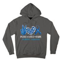 Peace Love Cure Grey Blue Ribbon Diabetes Awareness Tall Hoodie