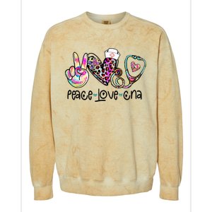 Peace Love CNA Leopard Heart Stethoscope Nursing Nurse Life Colorblast Crewneck Sweatshirt