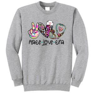 Peace Love CNA Leopard Heart Stethoscope Nursing Nurse Life Tall Sweatshirt