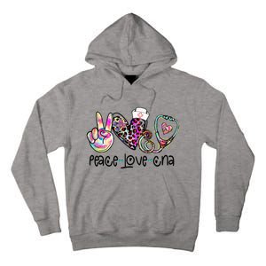 Peace Love CNA Leopard Heart Stethoscope Nursing Nurse Life Tall Hoodie