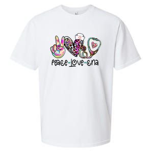 Peace Love CNA Leopard Heart Stethoscope Nursing Nurse Life Sueded Cloud Jersey T-Shirt