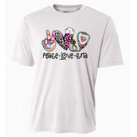 Peace Love CNA Leopard Heart Stethoscope Nursing Nurse Life Cooling Performance Crew T-Shirt