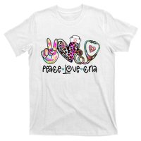 Peace Love CNA Leopard Heart Stethoscope Nursing Nurse Life T-Shirt