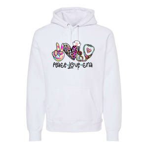 Peace Love CNA Leopard Heart Stethoscope Nursing Nurse Life Premium Hoodie