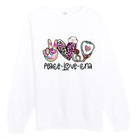 Peace Love CNA Leopard Heart Stethoscope Nursing Nurse Life Premium Crewneck Sweatshirt