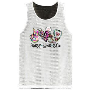 Peace Love CNA Leopard Heart Stethoscope Nursing Nurse Life Mesh Reversible Basketball Jersey Tank