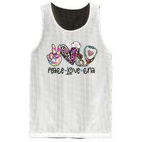 Peace Love CNA Leopard Heart Stethoscope Nursing Nurse Life Mesh Reversible Basketball Jersey Tank