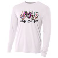 Peace Love CNA Leopard Heart Stethoscope Nursing Nurse Life Cooling Performance Long Sleeve Crew