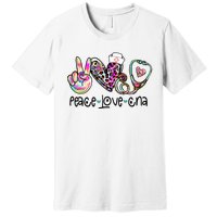 Peace Love CNA Leopard Heart Stethoscope Nursing Nurse Life Premium T-Shirt