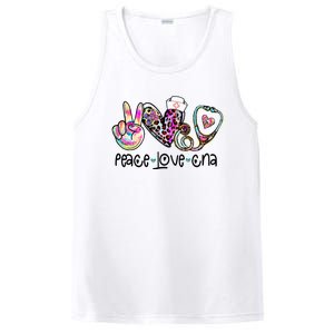 Peace Love CNA Leopard Heart Stethoscope Nursing Nurse Life PosiCharge Competitor Tank