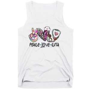 Peace Love CNA Leopard Heart Stethoscope Nursing Nurse Life Tank Top