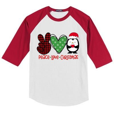 Peace Love Christmas 1 Breast Cancer DéCor Theme Gift Kids Colorblock Raglan Jersey