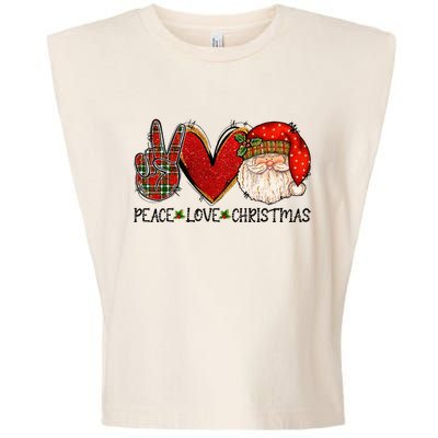 Peace Love Christmas Funny Santa Claus Happy Xmas Garment-Dyed Women's Muscle Tee