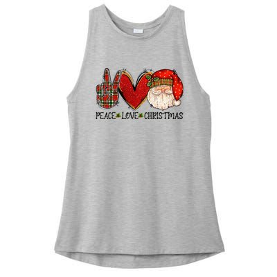 Peace Love Christmas Funny Santa Claus Happy Xmas Ladies PosiCharge Tri-Blend Wicking Tank