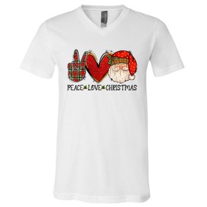 Peace Love Christmas Funny Santa Claus Happy Xmas V-Neck T-Shirt