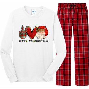 Peace Love Christmas Funny Santa Claus Happy Xmas Long Sleeve Pajama Set