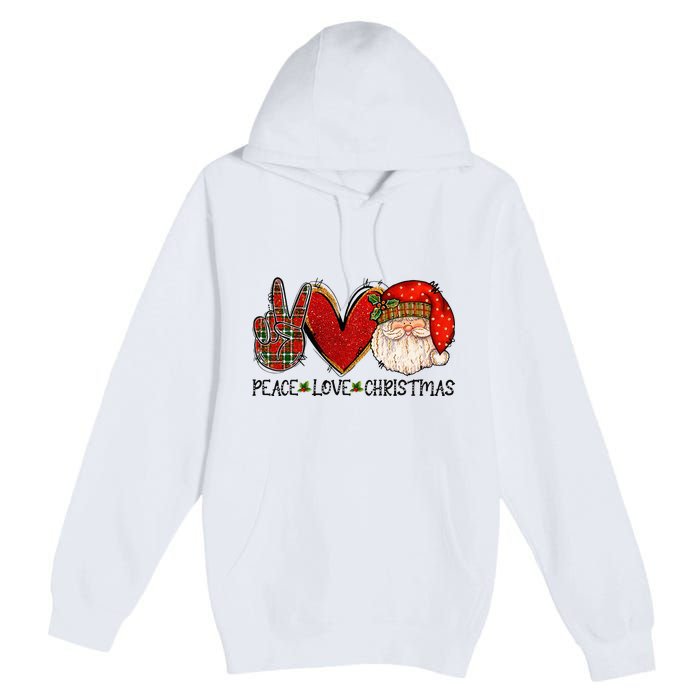 Peace Love Christmas Funny Santa Claus Happy Xmas Premium Pullover Hoodie