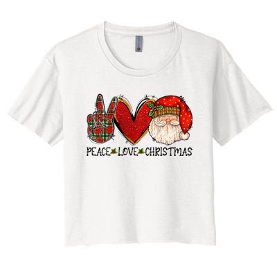 Peace Love Christmas Funny Santa Claus Happy Xmas Women's Crop Top Tee