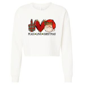 Peace Love Christmas Funny Santa Claus Happy Xmas Cropped Pullover Crew