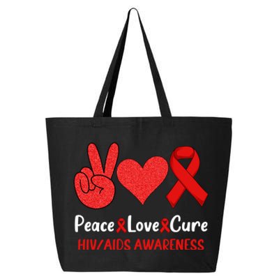 Peace Love Cure World Aids Day HIV/AIDS Awareness 25L Jumbo Tote