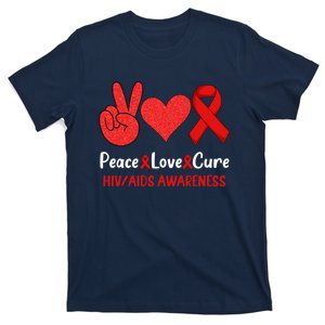 Peace Love Cure World Aids Day HIV/AIDS Awareness T-Shirt