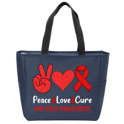 Peace Love Cure World Aids Day HIV/AIDS Awareness Zip Tote Bag