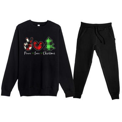 Peace Love Christmas Holiday Festive Gift Premium Crewneck Sweatsuit Set