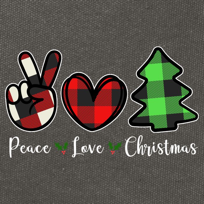 Peace Love Christmas Holiday Festive Gift Cotton Canvas Backpack