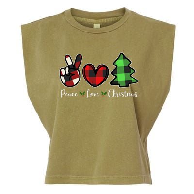 Peace Love Christmas Holiday Festive Gift Garment-Dyed Women's Muscle Tee