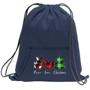 Peace Love Christmas Holiday Festive Gift Sweatshirt Cinch Pack Bag