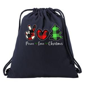 Peace Love Christmas Holiday Festive Gift Drawstring Bag