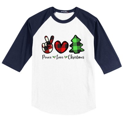 Peace Love Christmas Holiday Festive Gift Baseball Sleeve Shirt