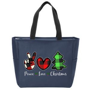 Peace Love Christmas Holiday Festive Gift Zip Tote Bag