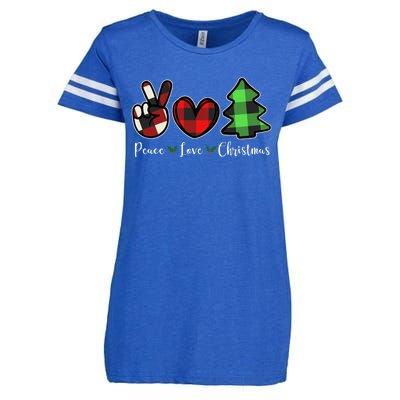 Peace Love Christmas Holiday Festive Gift Enza Ladies Jersey Football T-Shirt