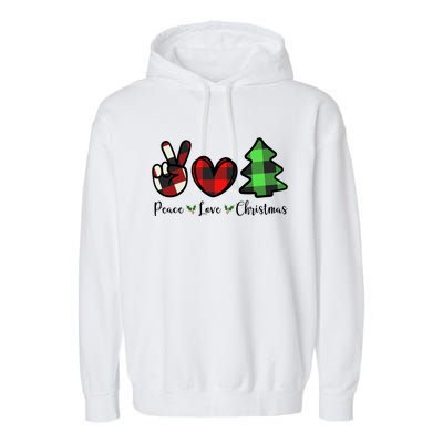 Peace Love Christmas Holiday Festive Gift Garment-Dyed Fleece Hoodie