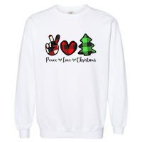 Peace Love Christmas Holiday Festive Gift Garment-Dyed Sweatshirt