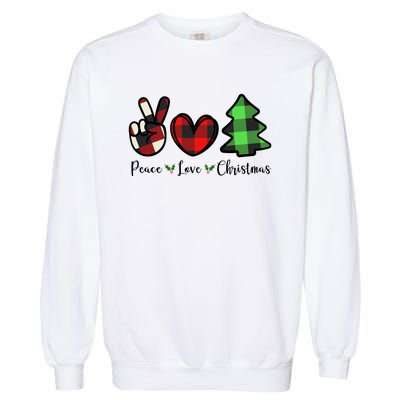 Peace Love Christmas Holiday Festive Gift Garment-Dyed Sweatshirt