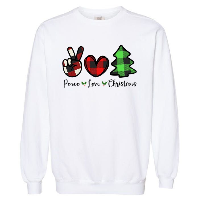 Peace Love Christmas Holiday Festive Gift Garment-Dyed Sweatshirt