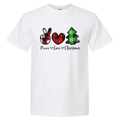 Peace Love Christmas Holiday Festive Gift Garment-Dyed Heavyweight T-Shirt