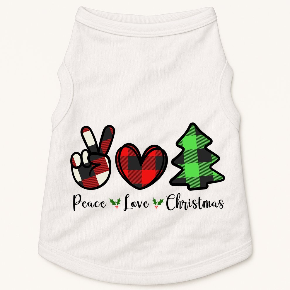 Peace Love Christmas Holiday Festive Gift Doggie Tank