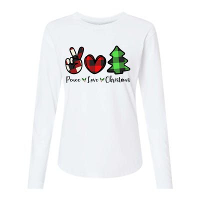 Peace Love Christmas Holiday Festive Gift Womens Cotton Relaxed Long Sleeve T-Shirt