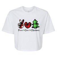 Peace Love Christmas Holiday Festive Gift Bella+Canvas Jersey Crop Tee