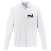 Peace Love Christmas Holiday Festive Gift Performance Long Sleeve Polo