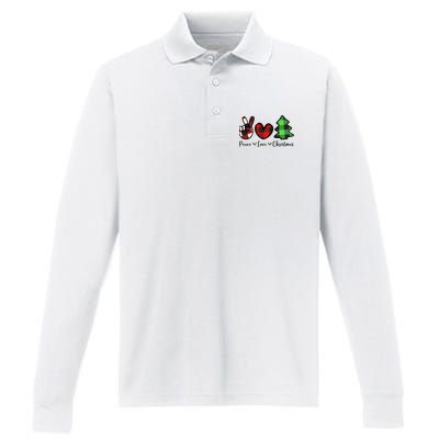 Peace Love Christmas Holiday Festive Gift Performance Long Sleeve Polo