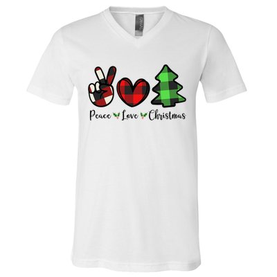 Peace Love Christmas Holiday Festive Gift V-Neck T-Shirt