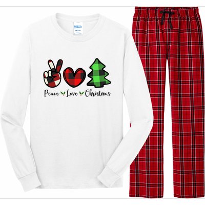 Peace Love Christmas Holiday Festive Gift Long Sleeve Pajama Set