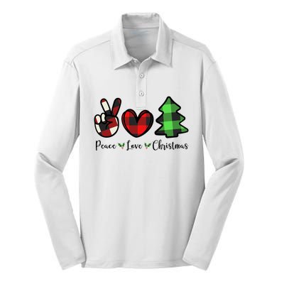 Peace Love Christmas Holiday Festive Gift Silk Touch Performance Long Sleeve Polo