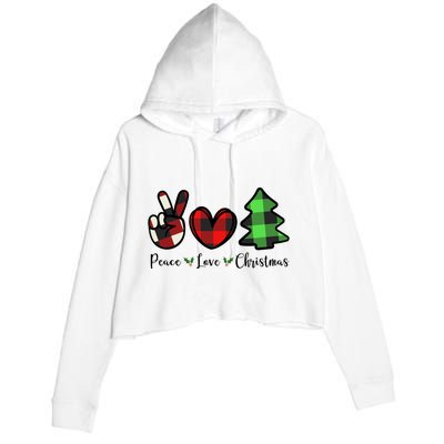 Peace Love Christmas Holiday Festive Gift Crop Fleece Hoodie