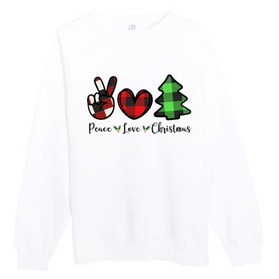 Peace Love Christmas Holiday Festive Gift Premium Crewneck Sweatshirt